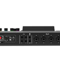 Killer Podcast Creator Kit Featuring Rodecaster Pro Two Mixing Board back panel with connections and controls for audio input.
