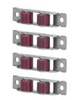 Set of 4 heavy duty double wheel window pulleys in stainless steel housing for smooth glide action on standard sliding windows.