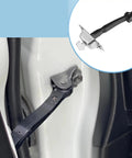 Rear Door Check Hinge Replacement For Prius 2011 2012 2013 2014 2015 With Stop Strap Built To Last Solid Metal ABS Construction. Close-up view installed.