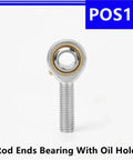 4 Pcs Pos18 Fish Eye Rod End Bearings M18x1.5mm Male Thread featuring an oil hole for lubrication and smooth movement.