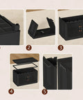 Heavy Duty Fold Flat Storage Bins With Slick Dual Front Door Access And Secure Lids Built Different Stackable Plastic Organizer Totes For Your Garage Office Pantry Or Home Gear Setup 4 Pack Black Nine Gallon Capacity Each, showcasing assembly steps.