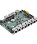 Badass Fanless Mini PC Barebone Loading Intel Core I7-10510U With Eight Dope 2.5G Lan Ports Rigged Tight For Homelab Routers Pro Firewalls And Heavy Duty Network Projects motherboard with multiple ports and connectors.