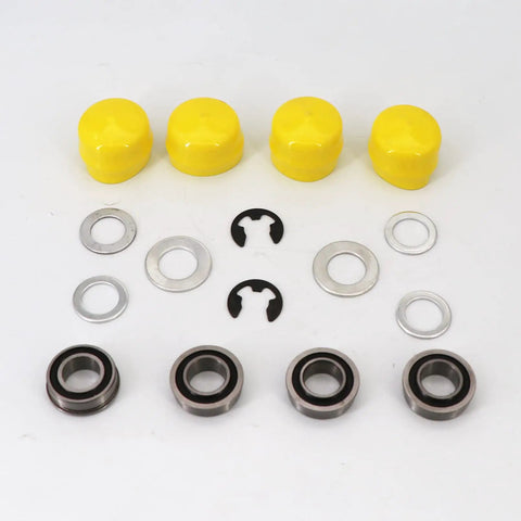 Heavy Duty Front Wheel Bearing And Axle Rebuild Kit For Riding Lawn Mowers With Tough As Nails 3 4 Inch parts including bearings and caps.