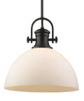 Hines Pendant Light In Rubbed Bronze With Seeded Glass Transitional Ceiling Fixture For Kitchen Island Or Dining