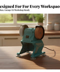 Bad Boy 21V Cordless Bench Honing Tool, Mini Electric Grinder on a wood surface, designed for versatile workspace use.