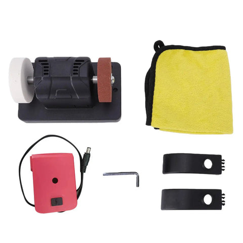 No Strings Attached Cordless Mini Bench Grinder With Adjustable Speed Dials And Dual Grinding Pads for quick tasks and detail work.