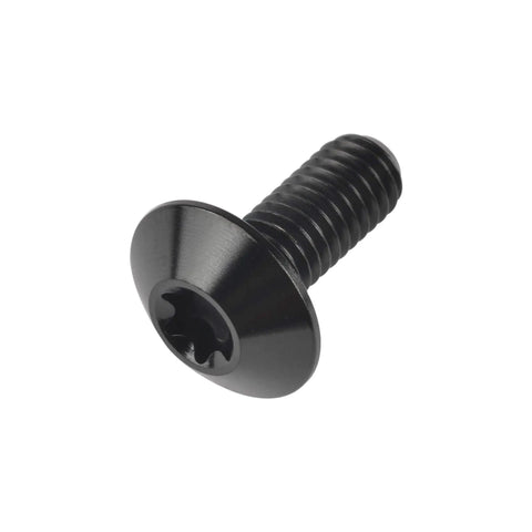 Top Shelf Premium Grade 5 Titanium M5x15mm Button Umbrella Torx Head Bolt Black, lightweight fastener for automotive use.