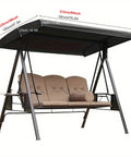Outdoor Swing Canopy Replacement Cover For 3 Seater Universal Patio Swing Waterproof Top Cover Beige