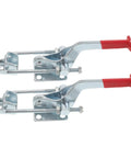 Heavy Duty Toggle Latch Clamp Set Of 2 With 2183 Lbs Holding Capacity Anticorrosive Galvanized Iron Quick Release Pull Latch For Toolbox And Drawer Chests Built To Last Tough As Nails Ready To Roll, two galvanized iron clamps with red handles