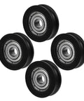 4 Pack Slick Nylon U Wheel Guide Pulley Rollers for Heavy Duty Sliding Closet Doors, featuring sealed bearing cores.