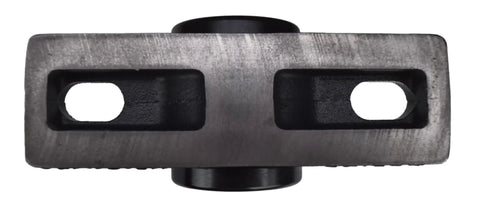 Top view of Straight Up Heavy Duty Twin Bolt Pillow Block Bearing for 1 1/4 Inch Shaft with dual mounting holes.