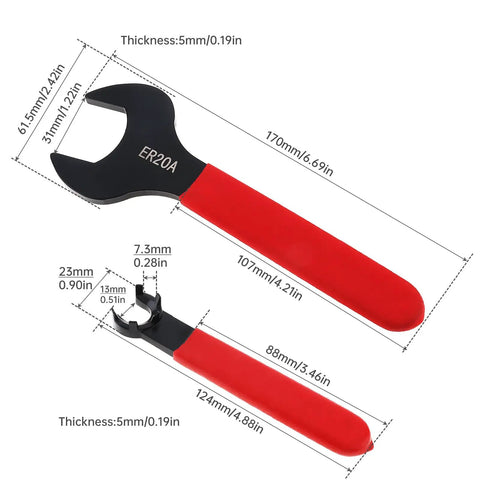Pro Grade Coilover Spanner Wrench Set With Roll Up Pouch Includes ER16M ER20A 38 to 42 APU16 ER32 ER40 Collet Chuck Wrenches