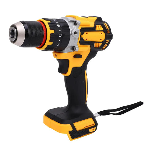 Versatile Cordless Electric Power Drill Featuring Knockout Beater Proof Grip And Snappy Pull Trigger For Quick Wood Plastic Screw Driving And Easy Home Improvement Tasks, black and yellow handheld design.