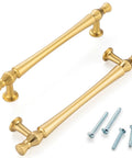 Top Tier Brushed Gold Cabinet Pulls With Five Inch Mounting Centers And Solid Metal Build For Kitchens And Baths Featuring Hassle Free Screw Setup and Classic French Style Hardware