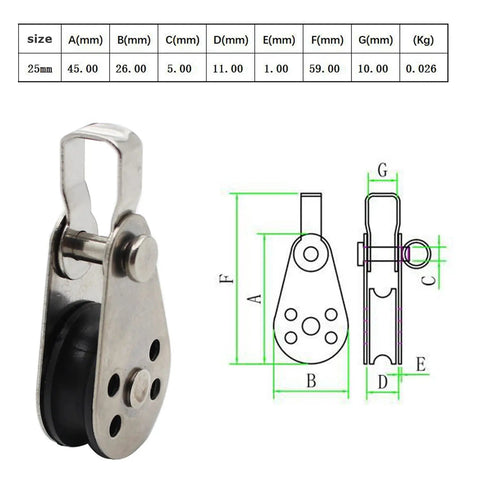 25mm Heavy Duty Nylon Marine Pulley Set Stainless Steel Bearing Rope Runner Blocks With Diagrams