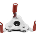 Pro Grade Aluminum Smoke Detector Knockout Tool And Transducer Swap Wrench with red rubber grips for easy handling.