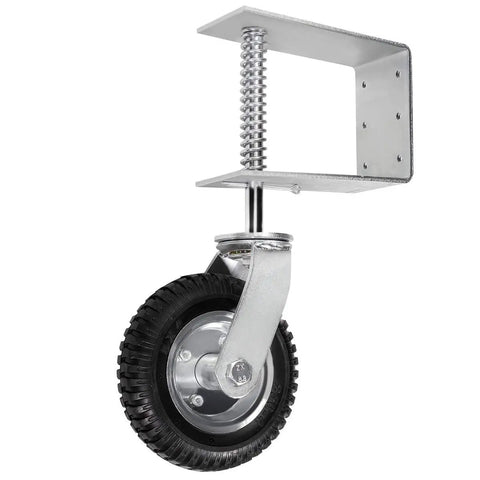 Tough As Nails 8 Inch Tire Flat Free Gate Wheel With Spring Loaded Suspension for easy outdoor gate movement.