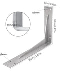 Heavy Duty Shelf Brackets 12x8x2 Inches, One Fifth Inch Thick Solid Stainless Steel L Brackets For Countertops And Bar Tops