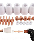 Plasma Cutting Consumables Kit 100Pcs Includes Shield Cups Nozzles Swirl Baffles Electrodes For PT31 Cutter Torch