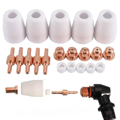 Plasma Cutting Consumables Kit 100Pcs Includes Shield Cups Nozzles Swirl Baffles Electrodes For PT31 Cutter Torch