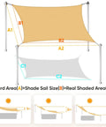 Diagram showing dimensions of 24x24 Ft Large Oversized 185G HDPE Square Sun Shade Sail Canopy with mounting illustration.