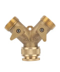 Premium Heavy Duty Brass Y Ball Valve Splitter Adapter 1/2 Female To 3/4 Male Thread Connector for faucet and garden hose.