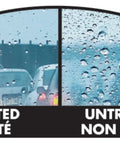 Comparison of clear visibility with Plastic Water Beading Spray Delivers Clear Visibility On Motorcycle Windscreens Goggles Visors And Boat Windshields With Easy Application And Durable Coating For Plastic Surfaces applied vs untreated window