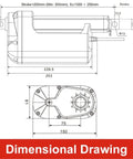 Dimensional drawing of Rugged Electric Linear Actuator 24V DC Motor Stainless Steel Rod showing size and assembly measurements.