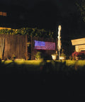 Patriotic LED Flag Net Lights For Outdoor Decor Waterproof American Flag String Light displayed on garden fence at night