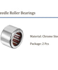 Two Pack RC081208 One Way Needle Roller Bearings 1/2 In Id X 3/4 In Od X 1/2 In Width Chrome steel bearing showing interior.