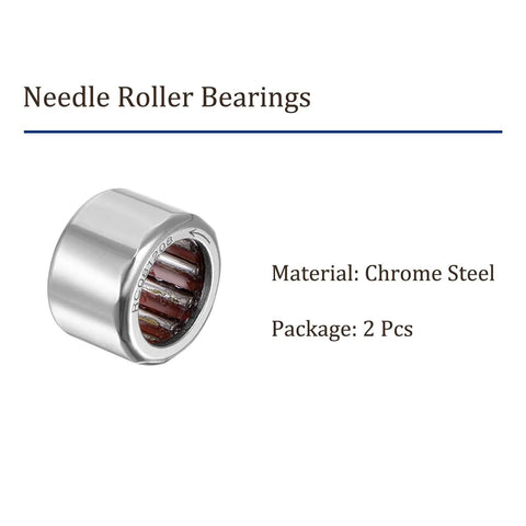 Two Pack RC081208 One Way Needle Roller Bearings 1/2 In Id X 3/4 In Od X 1/2 In Width Chrome steel bearing showing interior.