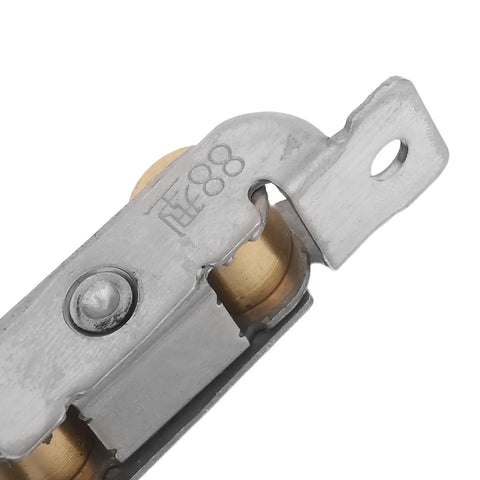 Close-up of Superior Heavy Duty Stainless Steel Sliding Window And Patio Door Roller Assembly 88 Type showing brass pulleys.