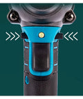 Close-up of the ergonomic trigger on the Cordless Brushless Impact Wrench for easy use in heavy-duty auto repair.