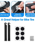 Road And Mountain Bike Tire Repair Kit with tire levers, patch, and rasp tool for Road MTB and BMX