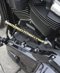 Gold Titanium Plated Adjustable Shift Lever Linkage Rod 11.5 to 12.5 Inches for Harley Softail and Touring Trike, CNC Machined Aluminum, Lightweight, Durable, Ride Ready Shifter Linkage on engine