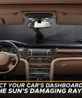 Heavy Duty Car Windshield Sun Shade Blocks Gnarly Highway Scorcher And Dangerous Ultraviolet Rays Keeps Your Ride Cooler in car interior.