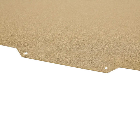 Versatile Magnetic Pei Build Plate With Spring Steel Base Super Slick Surface with textured gold surface detail.