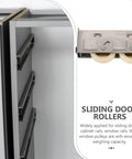 Heavy Duty Stainless Steel Track Roller That Glides Like Butter For Sliding Door Replacement Wheel and Window Pulley Hardware Kit Built Tough Premium Nylon Core Bearing 22mm Size, installed on cabinet.