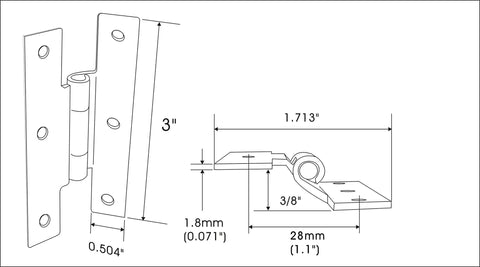Bulletproof Matte Black Offset Cabinet Door Hinges 3/8 Inch Overlay Heavy Duty Steel Straps For Kitchen Cupboards dimensions and design diagram