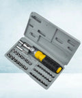 Badass 41-Piece Mini Socket Wrench Set in Hardened Vanadium Steel with Reversible Ratchet and Non-Slip Grip portable kit open on white background.