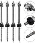 Tough As Nails M10 Hanger Bolts With Rubber Washers Locking Nuts Plus Adapters For A2 Stainless Steel Solar Panel Mounting Hardware No Sweat Install 20Cm And 25Cm Lengths close-up view of four stainless steel bolts with rubber washers