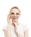 Heavy Duty Laser Safety Glasses For 2940Nm Erbium Dental And Medical Use With Top Shelf Ce En207 Certification and Straight Up Tough Od 6plus Protection For Slick High Vtl Coverage, model wearing glasses.