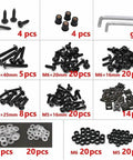 177Piece Motorcycle Bolts Kit With Screws Nuts Washers Fasteners Clips For Kawasaki KLX140G Z125 Pro 2017 2024 shown in grid layout
