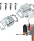 Mailbox Replacement Roller Catch Latch With Screws For Smooth Quiet Door Close, shown with components and open mailbox
