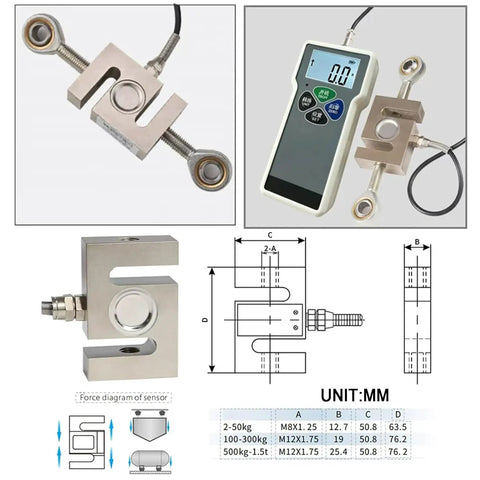 Badass Digital Push Pull Force Gauge That Delivers Straight Up Precise Load Cell Readings Across Four Units With Reliable Real Time Peak Capture Modes For Heavy Duty Workbench Testing with S-type load cell and digital display