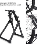 Foldable Wheel Truing Stand For 16 To 29 Inch Wheels, Pro Grade Tire Maintenance Holder And Rim Stand showing sturdy frame
