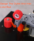 Close-up of Benchtop Edge Bander Portable Edge Banding Machine for Woodworking with visible limit rod design and red adjustment wheel.