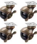Heavy Duty Vintage Brass Plate Casters, 2 Inch Swivel Ball Wheels For Furniture, Hella Smooth Rolling Shop Hardware, Floor Savers That Glide Without Scratch, set of four.