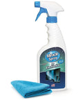 Dope All In One Electronics Cleaning Spray Kit With Microfiber Towel For TV Phone Monitor Laptop Keyboard Tablet And More Safe Gentle Screen Cleaner 16 Ounce Kit, featuring a 16 oz spray bottle and blue microfiber cloth