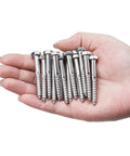 High Grade 25 Pc 1/4X2 Inch Hex Lag Screws Heavy Duty 304 Stainless Steel Rustproof in a hand, perfect for DIY builds.